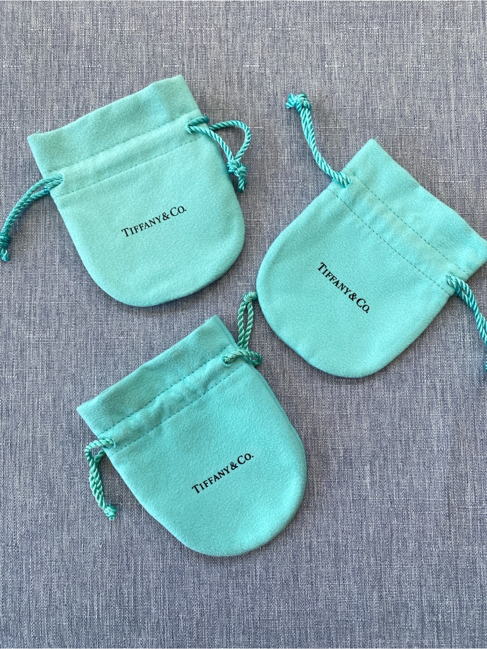 Authentic Tiffany & Co. | 3 x Velvet Drawstring Jewelry Pouches - Set of 3